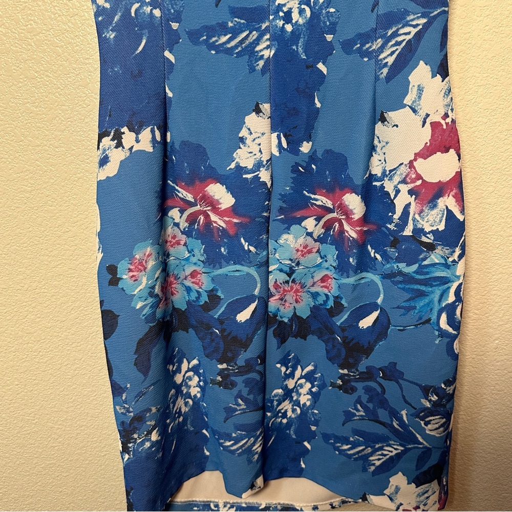 Adrianna Papell Sheath Floral Side Drape Dress Sz 12 - Picture 7 of 10